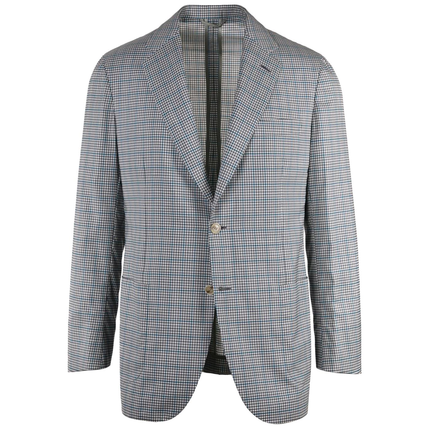 Brioni Men Grey Blue Check Cashmere Piuma Sportscoat For Sale