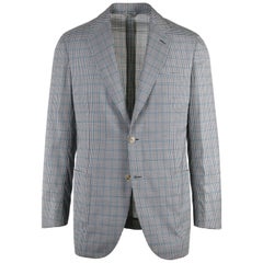 Brioni Men Grey Blue Check Cashmere Piuma Sportscoat