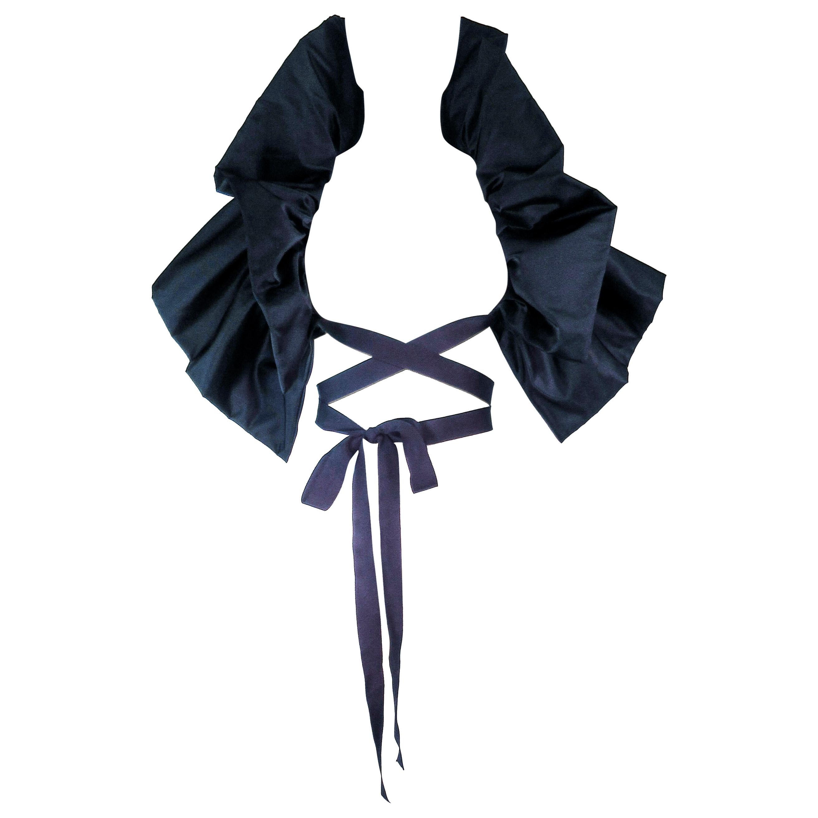 ELIZABETH MASON COUTURE 'Avant Garde' Black Silk Wrap Made to Order For Sale