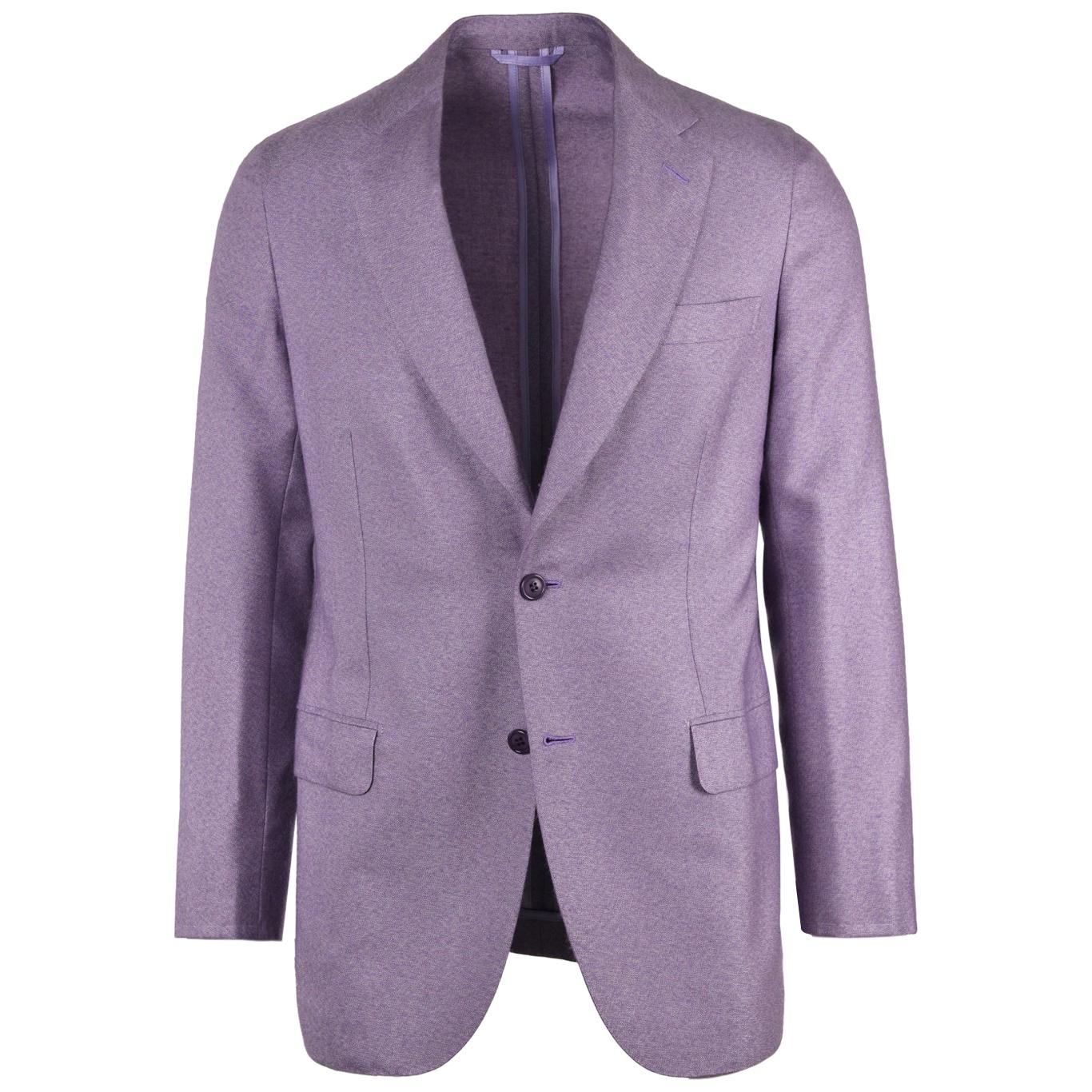 Brioni Men Two Button Purple Cashmere Jersey Piuma Sportcoat-48 For Sale