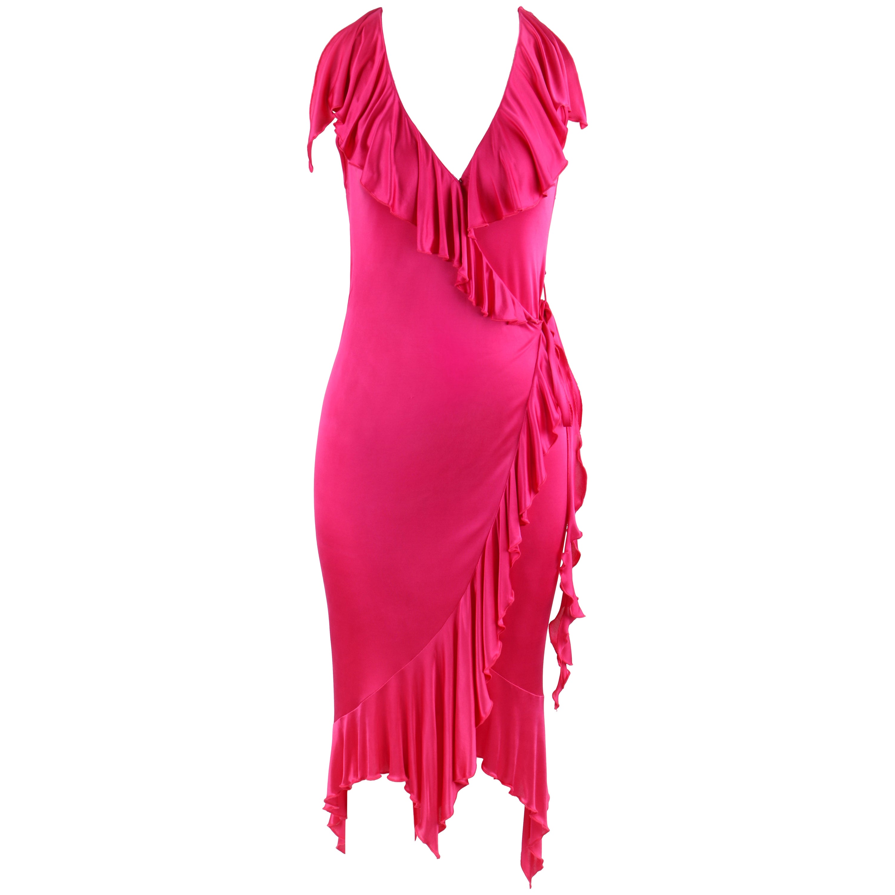 New VERSACE Hot Pink Embellished Gown For Sale at 1stDibs