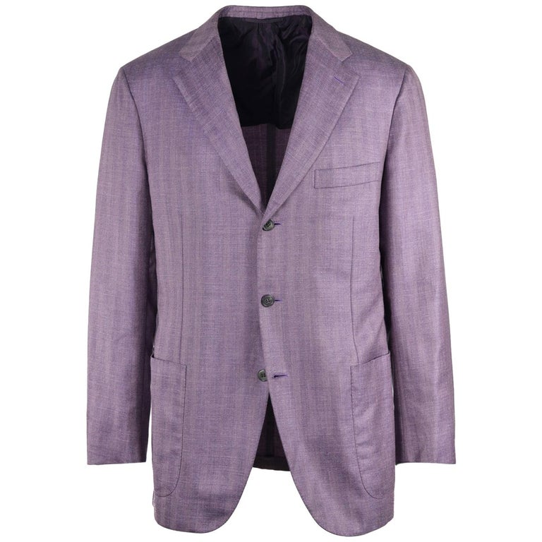 Brioni Mens Purple Cashmere Chevron Secolo Sportscoat 42 R For Sale at ...