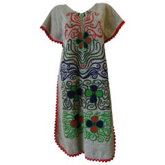 1970s Rikma Floral & Vines Motif Apron Dress