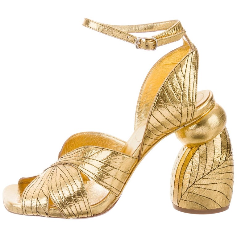 dries van noten gold sandals
