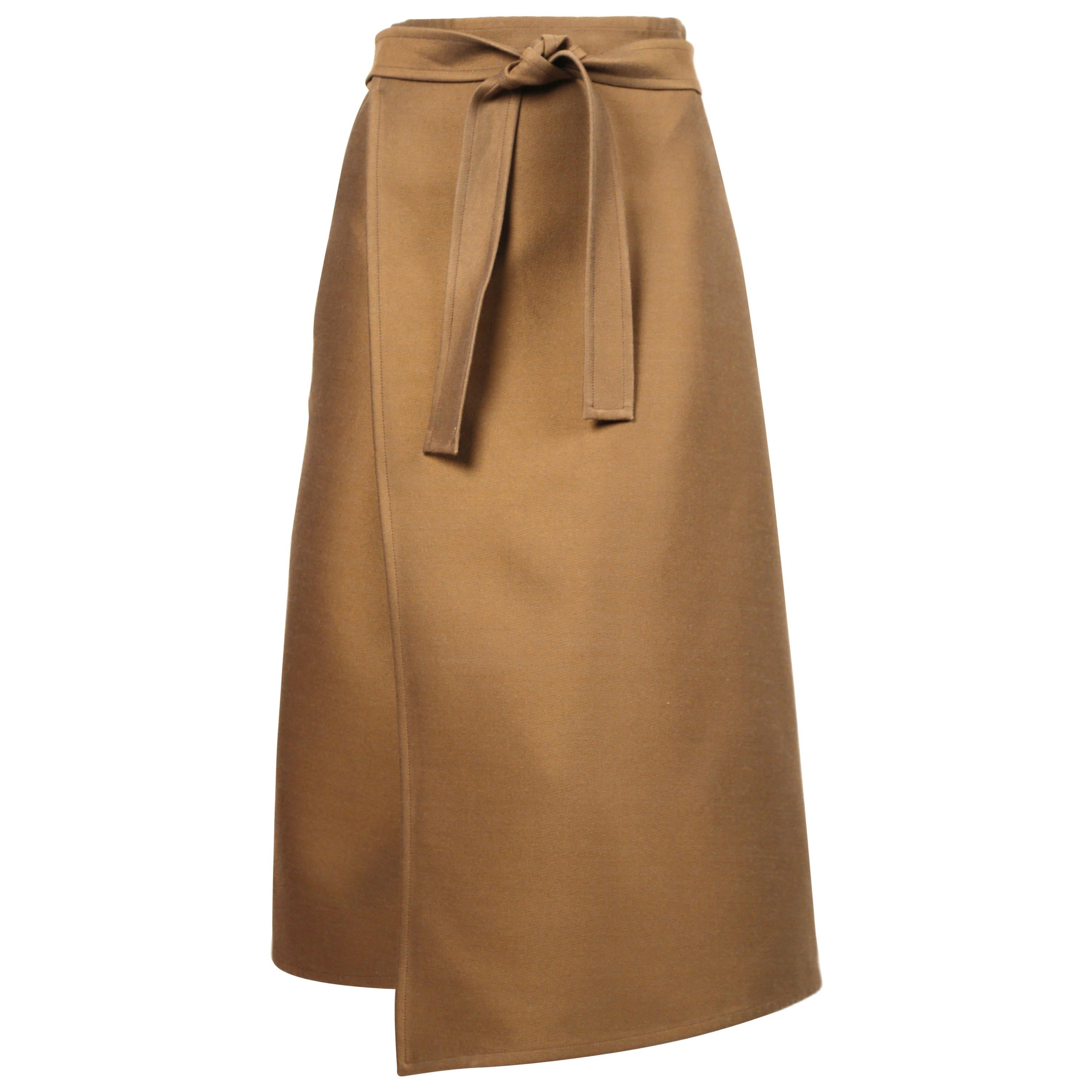 CELINE by PHOEBE PHILO tan wrap skirt with pockets