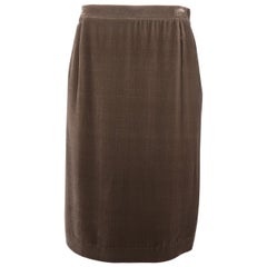 Vintage MISSONI Size 6 Taupe Silk Blend Velvet Zip Side Pencil Skirt 