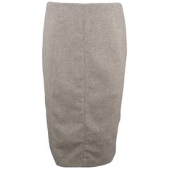 NARCISO RODRIGUEZ Size 6 Heather Grey Virgin Wool / Angora Tweed Skirt 