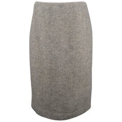 Retro RALPH LAUREN Size 6 Grey Wool Blend Herringbone Pencil Skirt