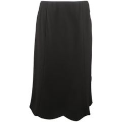 RALPH LAUREN Size 6 Black Wool Blend Scalloped Hem A Line Skirt 