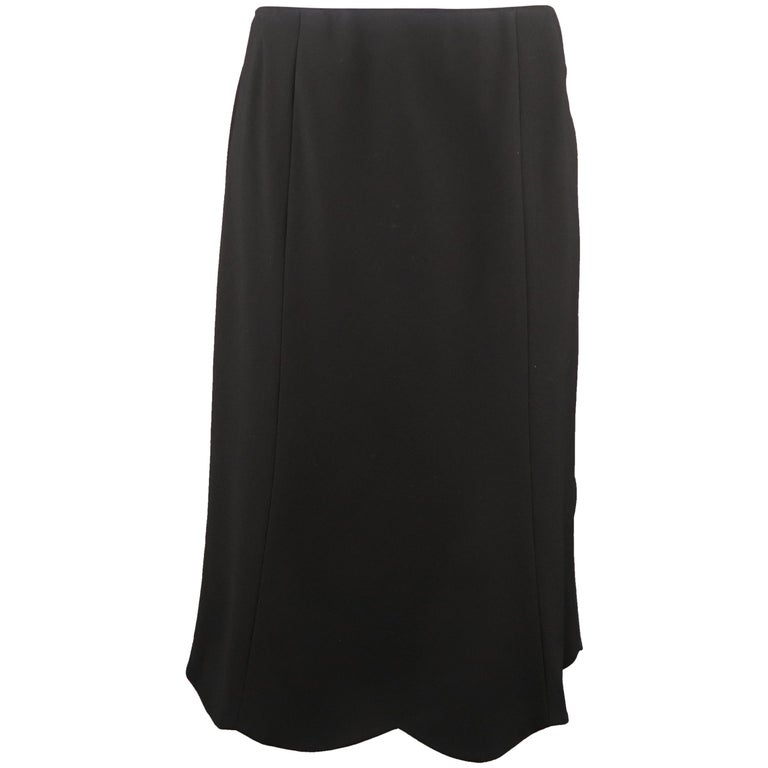 RALPH LAUREN Size 6 Black Wool Blend Scalloped Hem A Line Skirt For ...
