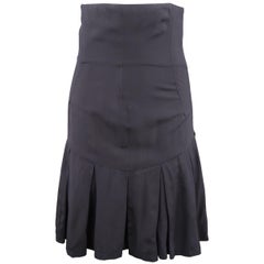 Vintage JOHN GALLIANO Size 10 Navy High Rise Corset Pleated Mini Skirt 