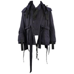 CRAIG GREEN L Navy - Parka de parachute à capuche détachable en coton et nylon massif