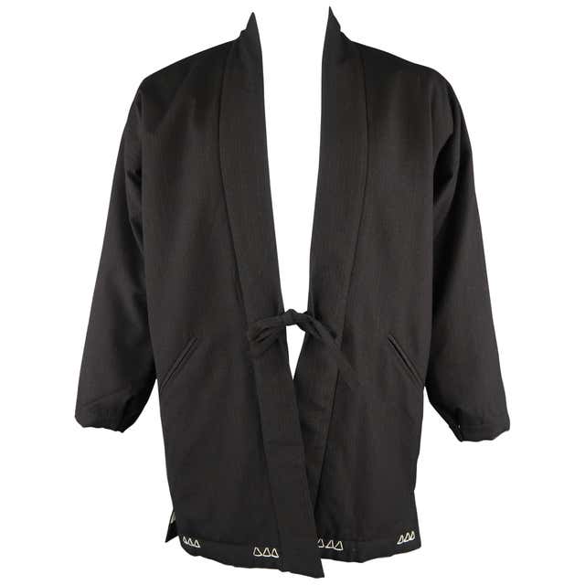 VISVIM L Navy Striped Wool / Mohair DOTERA Kimono Coat For Sale at ...