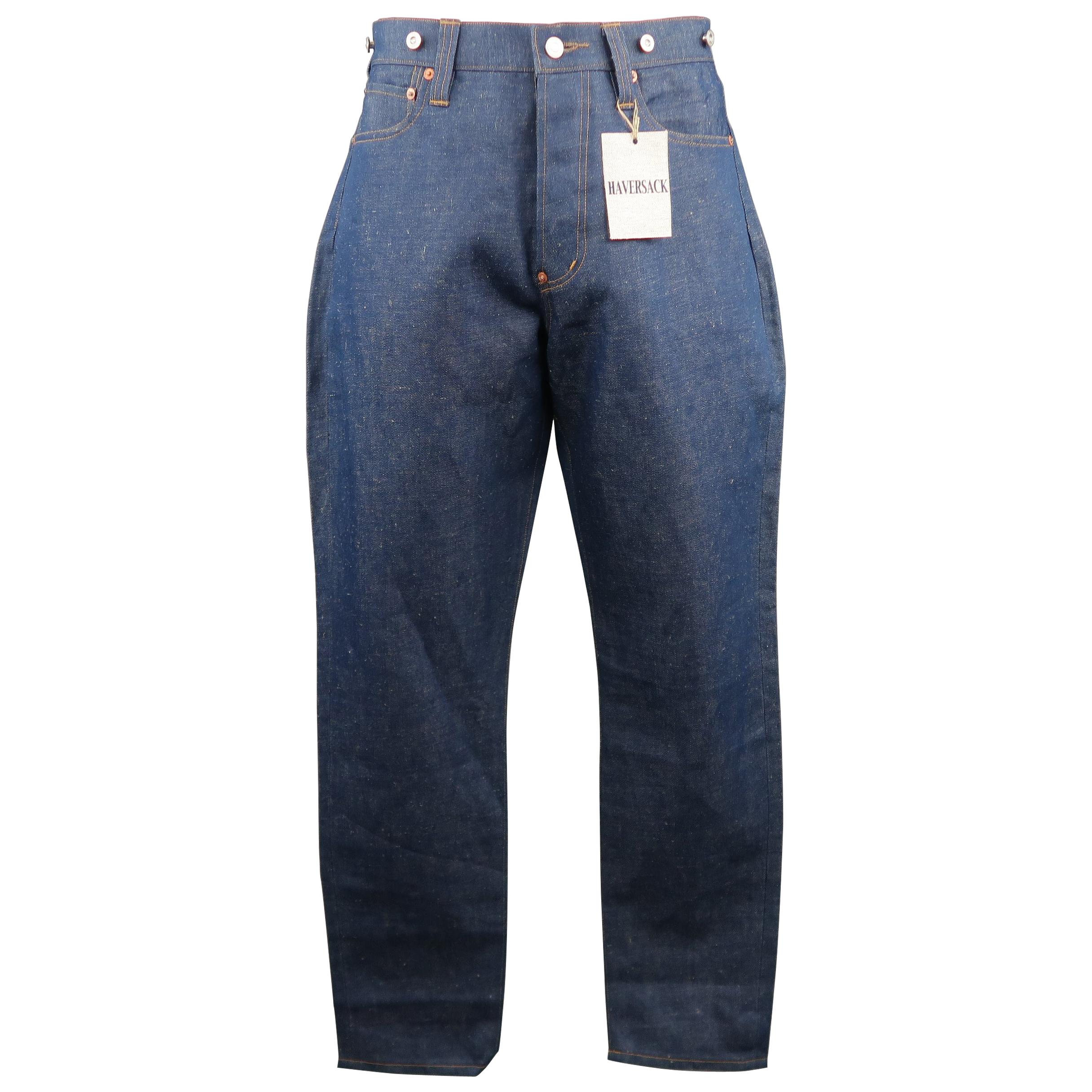 HAVERSACK Size M Blue Cotton / Linen Denim Button Fly Jeans