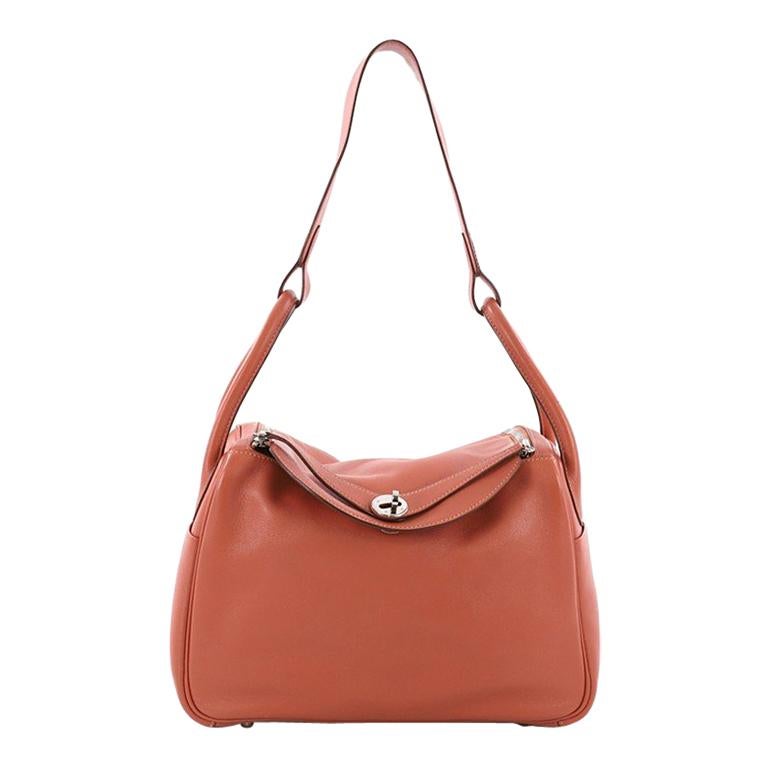 Hermes Lindy 34 Shoulder Bag Brand New in Taurillon Clemence Fire Red