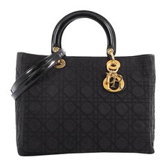 Christian Dior Lady Dior Handbag Cannage Quilt Nylon Large