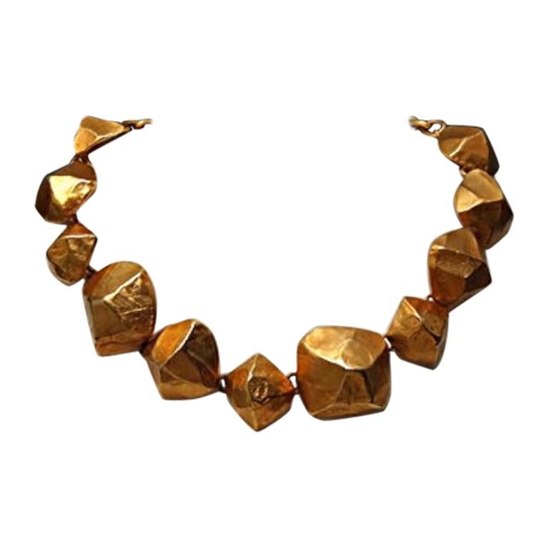 Hermes Vintage Gold Plated Necklace Choker 1970s For Sale