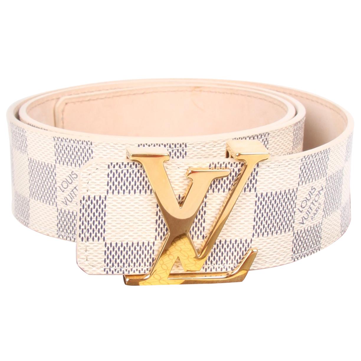 Authentic Louis Vuitton Damier Azur Canvas Leather Voyage Belt Size 80/32  M9837