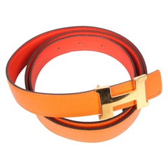 Hermes Reversible H Belt - orange/coral red