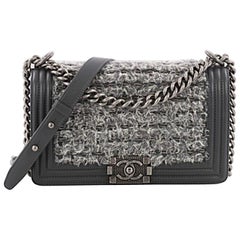 Chanel Boy Flap Bag Braided Tweed Old Medium