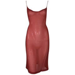 1997 Gucci by Tom Ford Sheer Red Slip Mini Dress