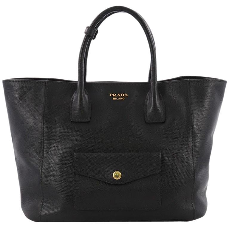 Prada Front Pocket Convertible Tote Saffiano Leather