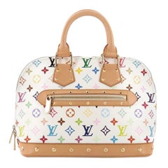 Louis Vuitton White Multicolor Monogram Alma MM Top Handle Bag