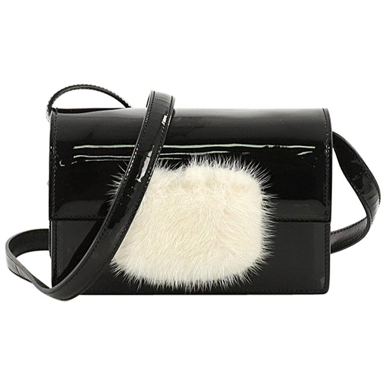 Saint Laurent Lulu Bunny Shoulder Bag Patent with Fur Sma