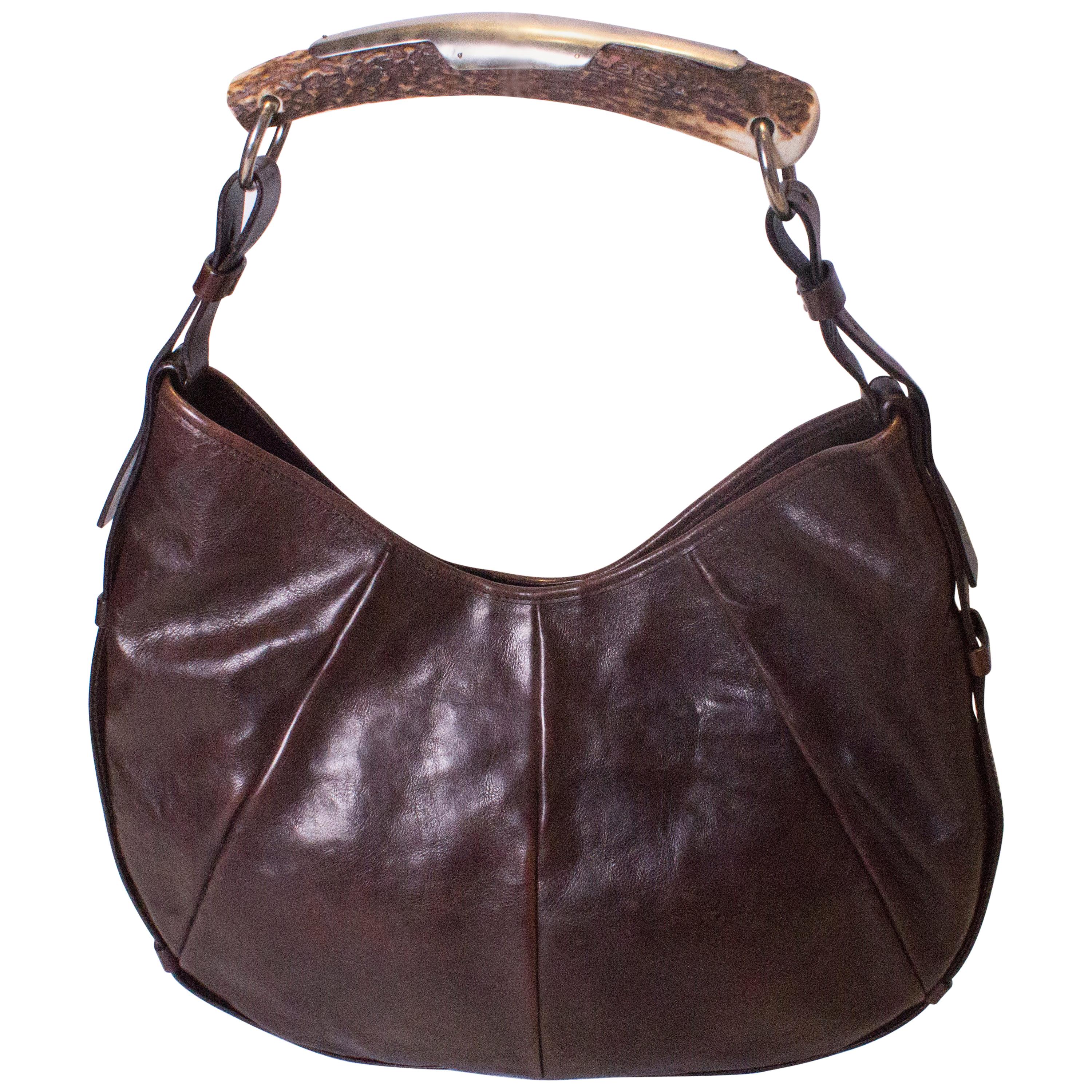 Vintage Yves Saint Laurent Brown Leather Mombasa Bag