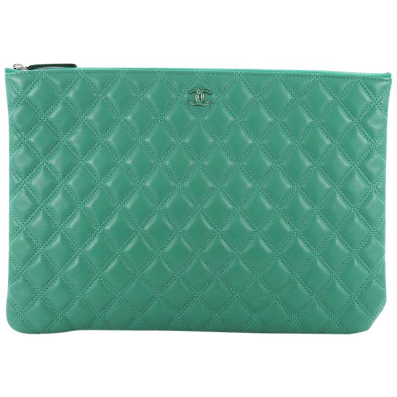 Chanel O Case Clutch Quilted Lambskin Large