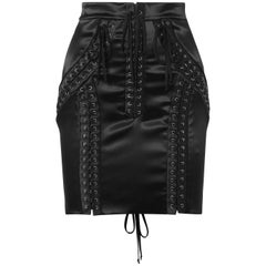 Dolce & Gabbana Lace-Up Stretch-Satin Mini Skirt
