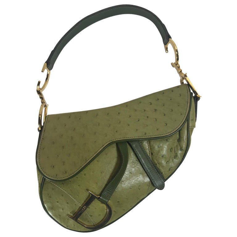 Christian Dior Green Ostrich Saddle Bag For Sale at 1stDibs dior