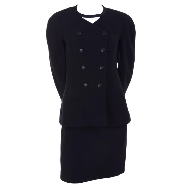Chanel Jacket and Skirt Suit in Black Wool With Silk Lining Cruise ...