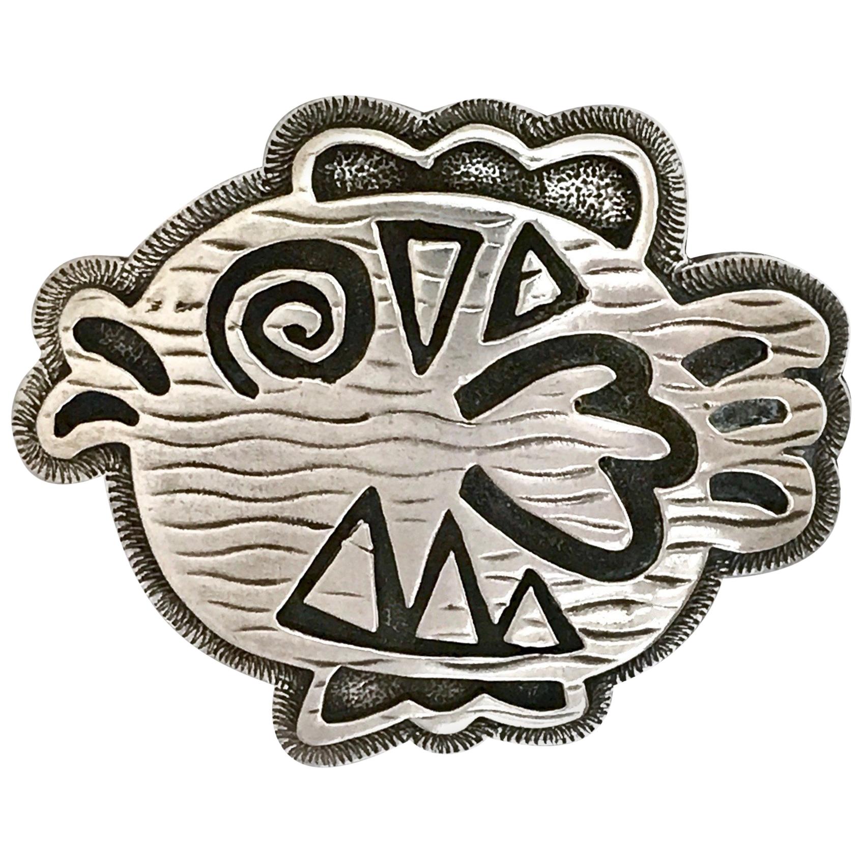JoAnne Bahe Hangs Out at Red Lake, Melanie Yazzie Navajo fish pendant pin silver For Sale