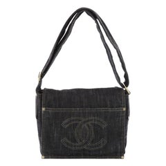 Chanel Vintage CC Flap Messenger Bag Denim Medium at 1stDibs