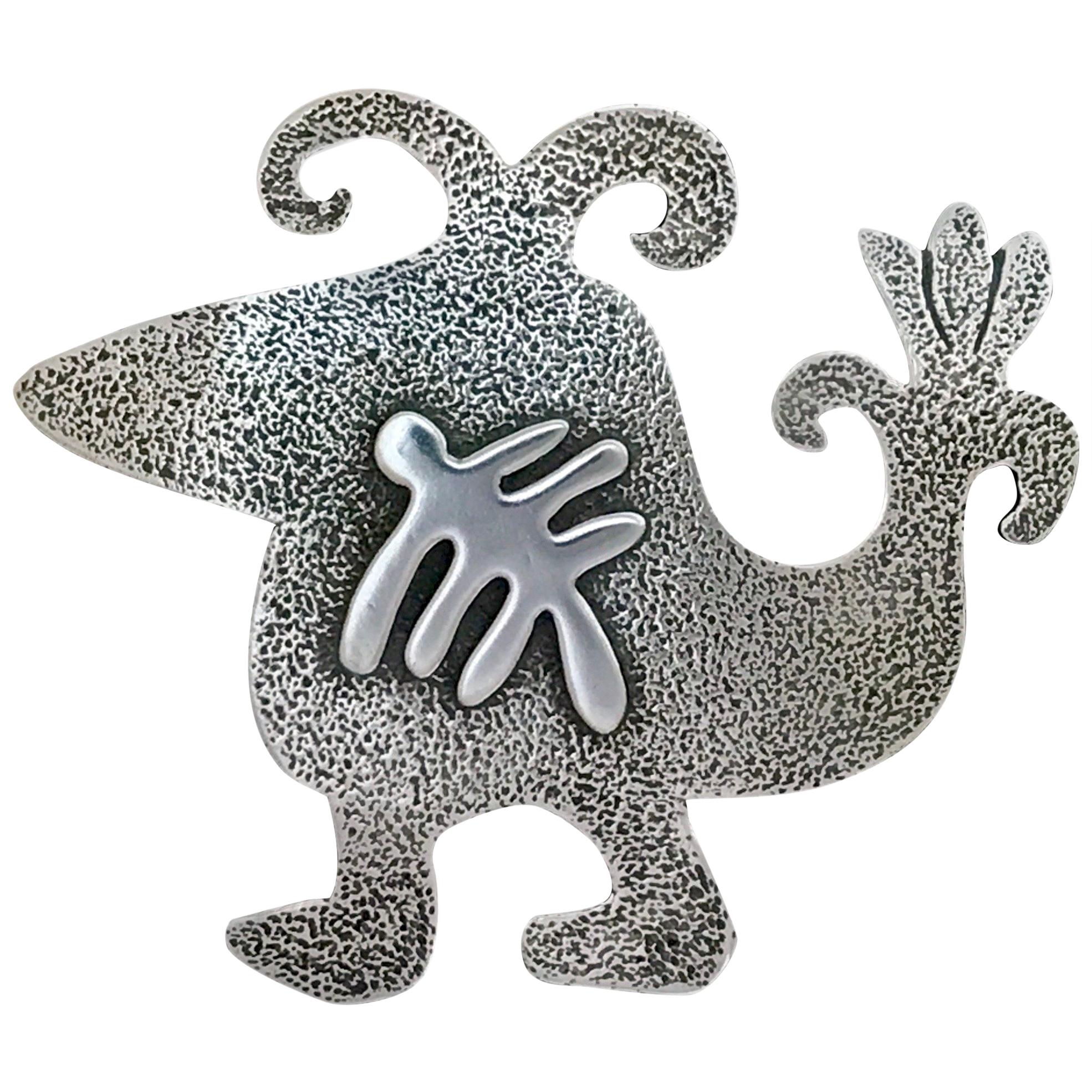 Melanie Yazzie Pendentif libellule en forme d'oiseau en argent coulé Little Jack 