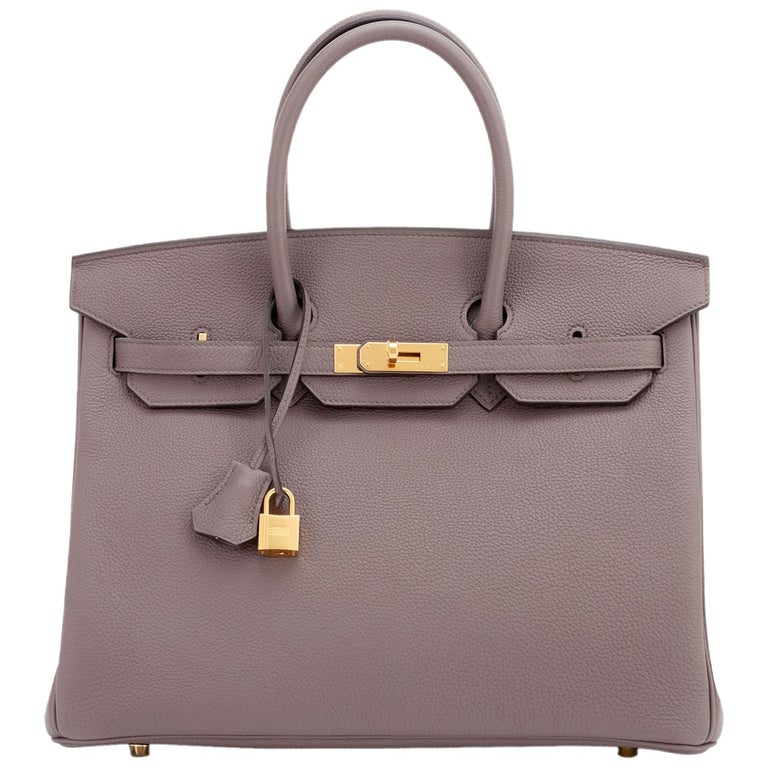 Hermes Birkin 35cm Etain Zinn grau Togo Golddetails C Stempel, 2018 1