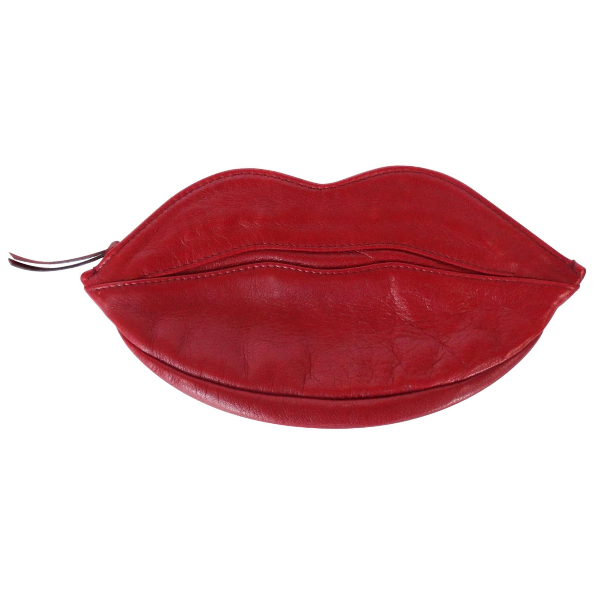 1990s Yves Saint Laurent lipstick Red Lips Pouch 