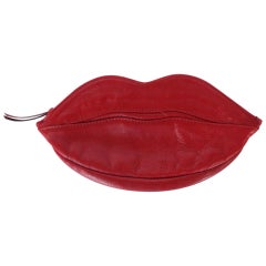 Vintage 1990s Yves Saint Laurent lipstick Red Lips Pouch 