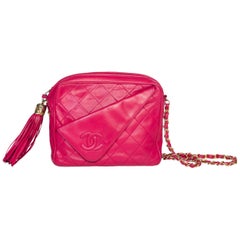 Vintage Hot Pink 1980s Chanel Purse with Tassel