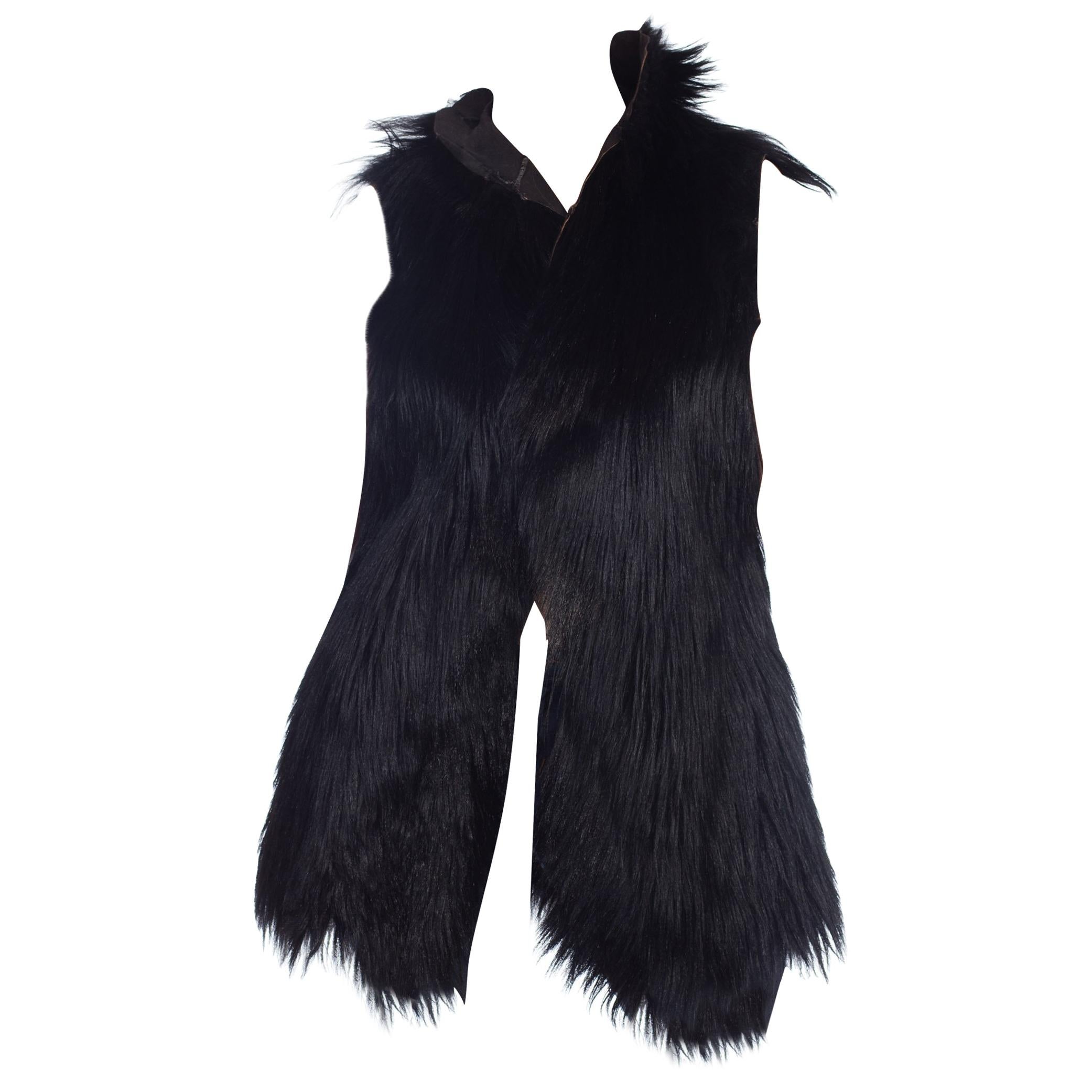Dolce 
Gabbana 1990s Black Shaggy Lamb Fur Vest