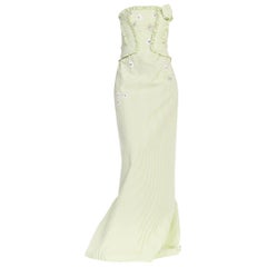 Carven Haute Couture Preppy Seer Sucker Beaded Gown