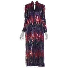 1970s Giorgio of Beverly Hills Sequin Disco Stripe Dress