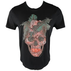 Vintage ALEXANDER MCQUEEN Size M Black Skull Cotton T-shirt