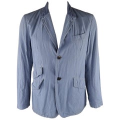 Vintage TS (S) L Blue Seersucker Cotton Sport Coat