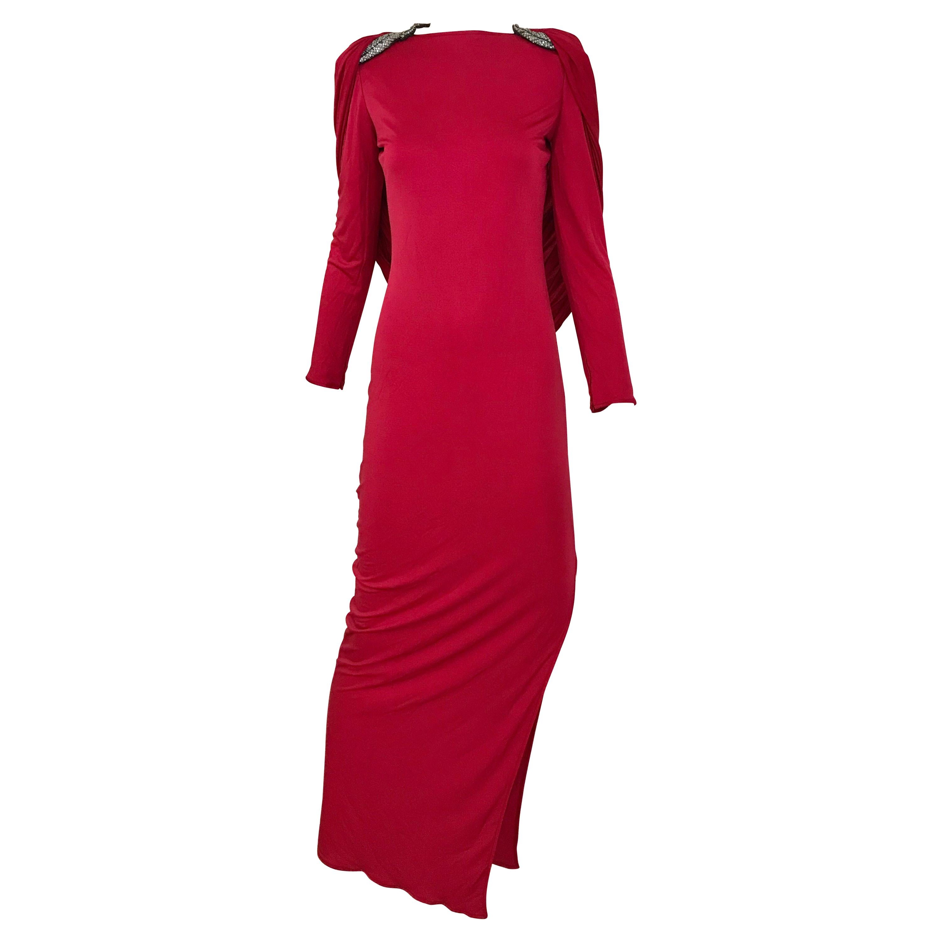 Vintage Valentino Red Silk Jersey Open Back Dress