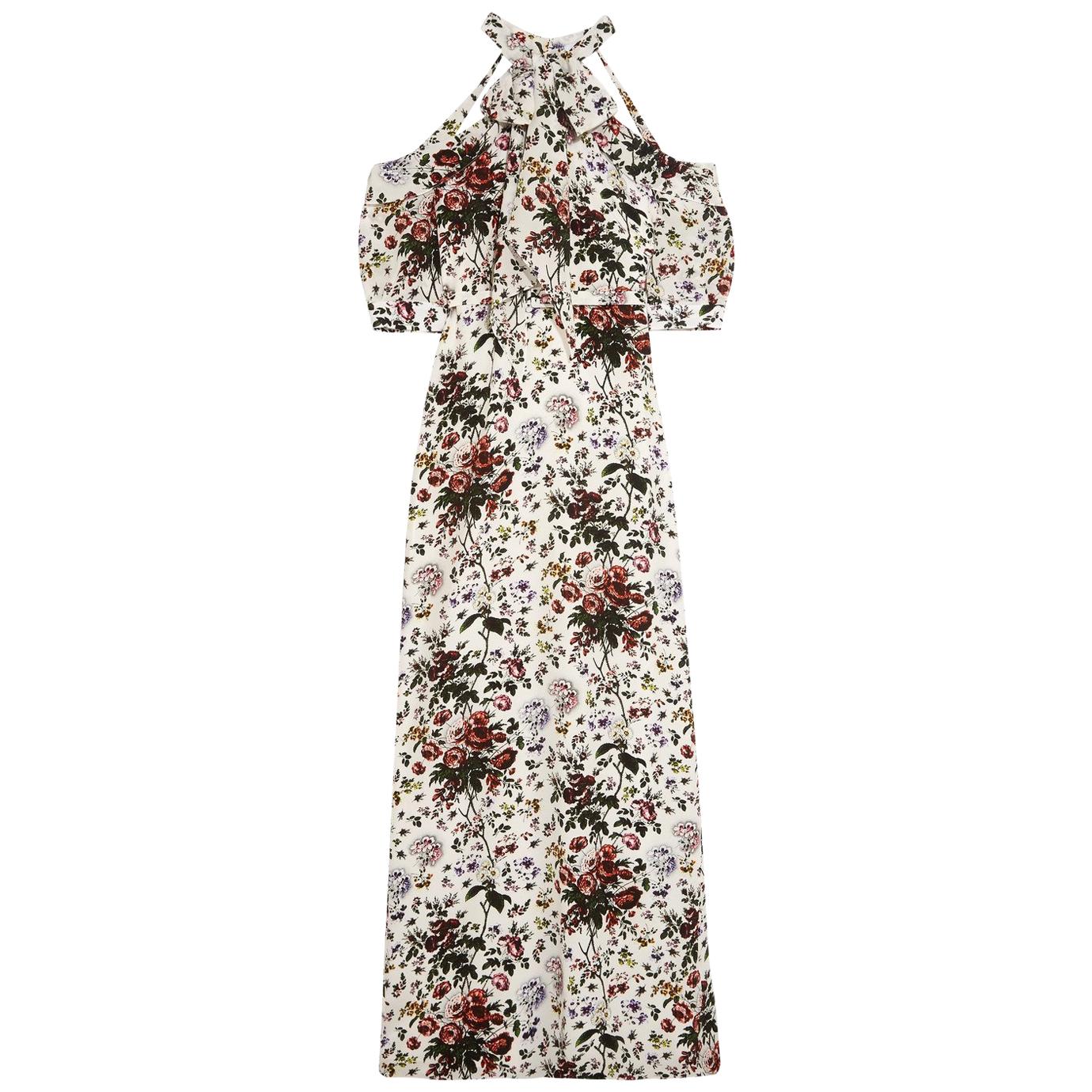 Erdem Annaliese Cold-Shoulder Floral-Print Silk Crepe De Chine Dress