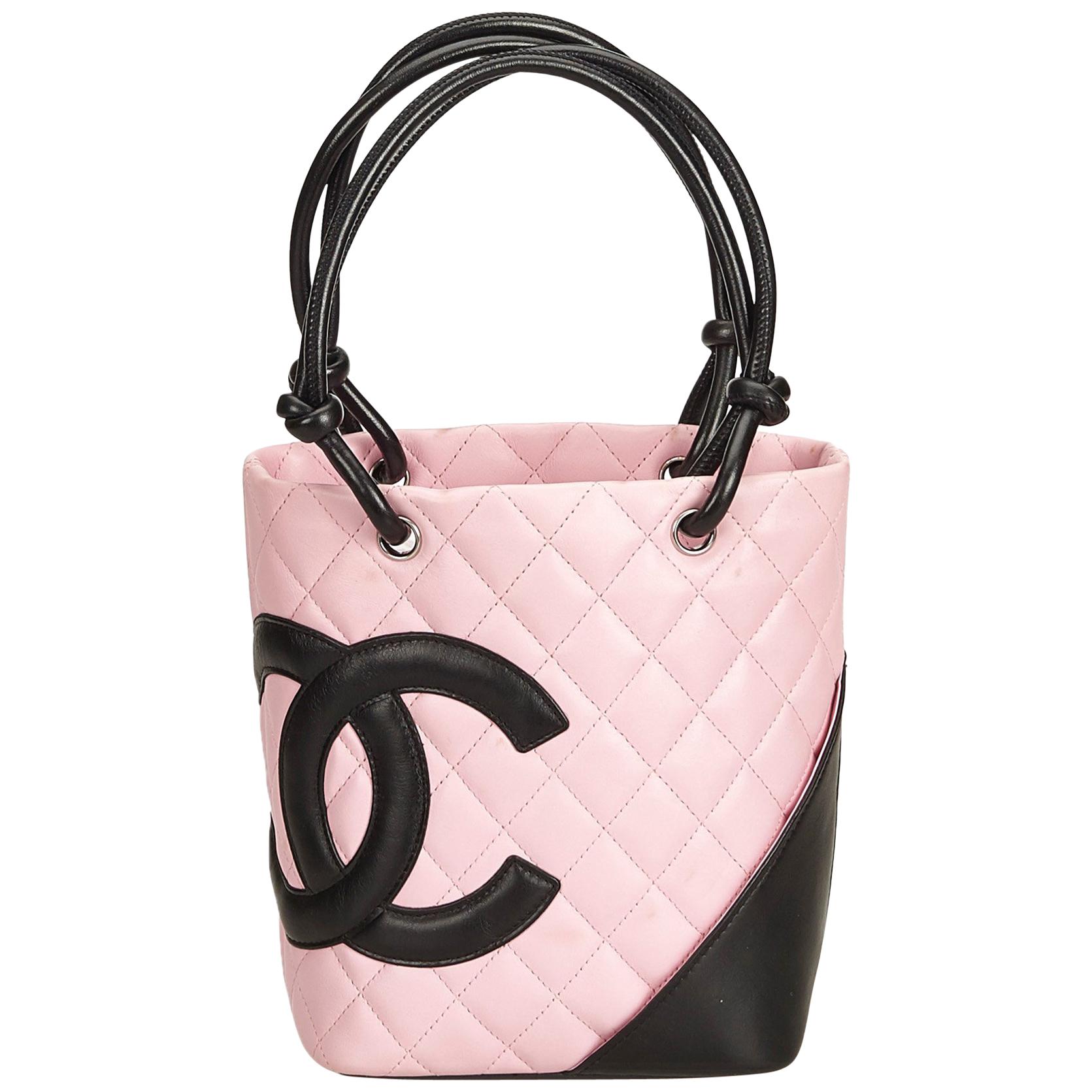 Chanel Pink x Black Cambon Ligne Petit Bucket Bag For Sale