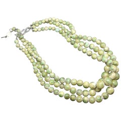 Christian Dior 50s green iridescent triple-strands beaded  Necklace