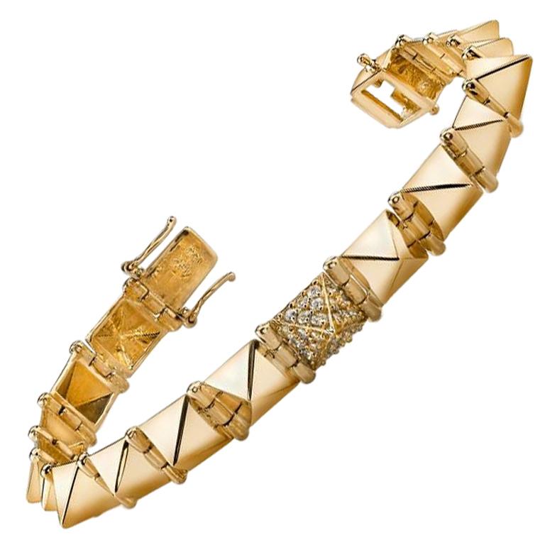 Anita Ko Yellow Gold Medium Spike Bracelet with One Diamond Spike
